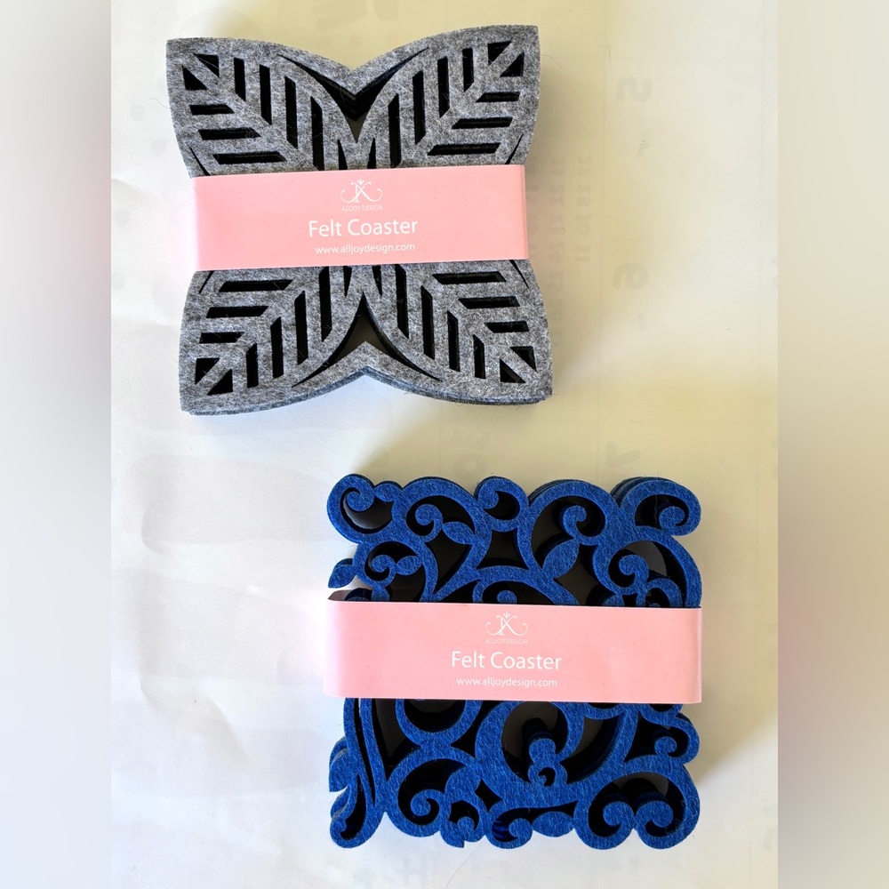 Irish Laser cut felt coasters grey gray blue 2 sets of 4
